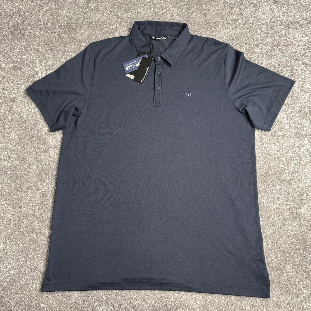 Travis Mathew Polo Shirt Mens 2XL Blue The Zinna Golf Prestige Performance NWT
